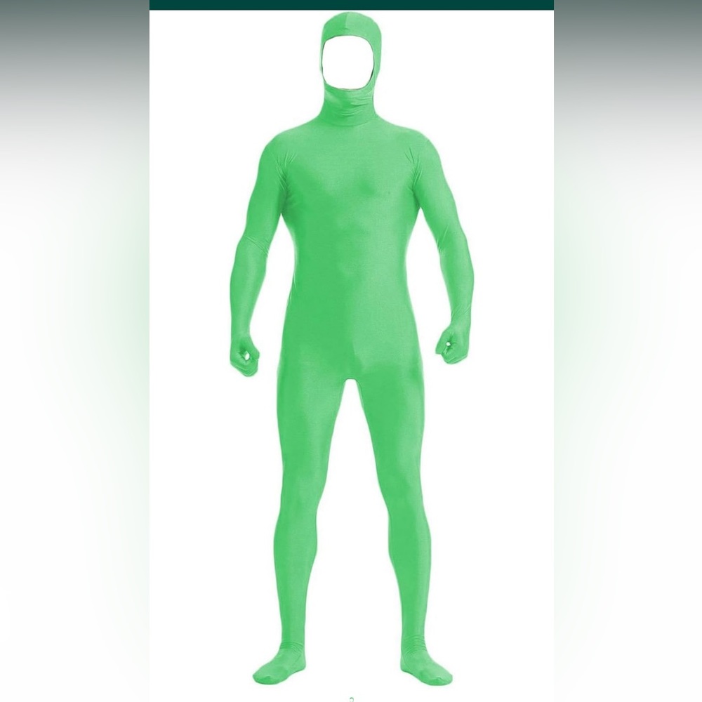 Adult Size Large Neon Full Green Body Suit Costume Cosplay Green Screen